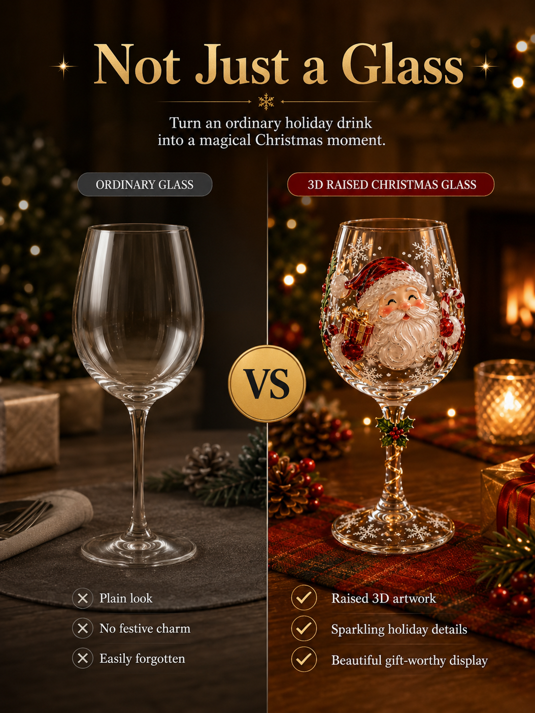 🎄 3D Christmas Collectible Stemmed Glass – 6 Festive Designs