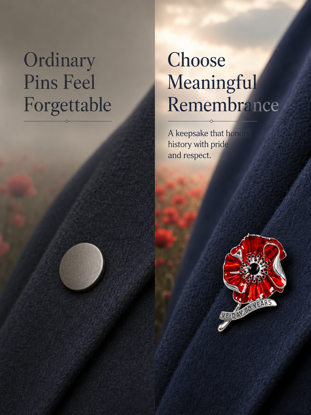 VE Day 80 Poppy Brooch | Limited Edition Anniversary Keepsake