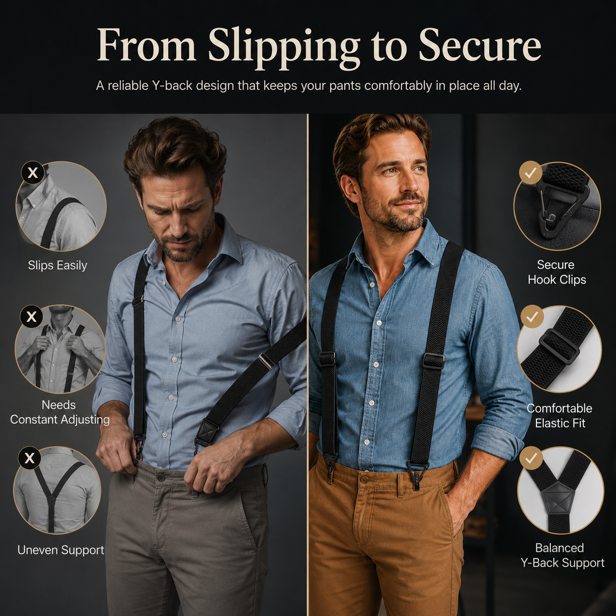 ⏰Men's X-Back Suspenders with Hook Clips