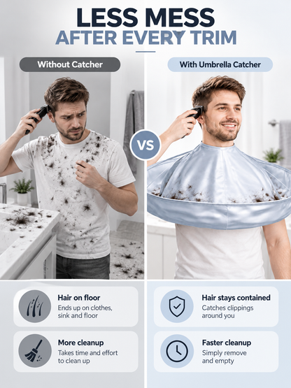 ✂️ Haircut Cape with Catcher – Adjustable Hair Cutting Umbrella for Home & Salon