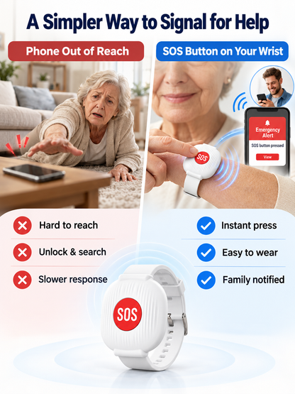 🚨 One-Touch WiFi SOS Alert Bracelet – Instant Family App Notifications, IP67 Water Resistance & Rechargeable Design