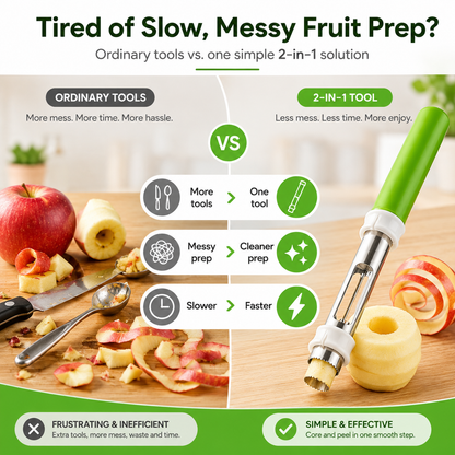 2-in-1 Apple Corer & Peeler 🍎🔪 , Stainless Steel Fruit Tool , Must-Have Kitchen Gadget ✨