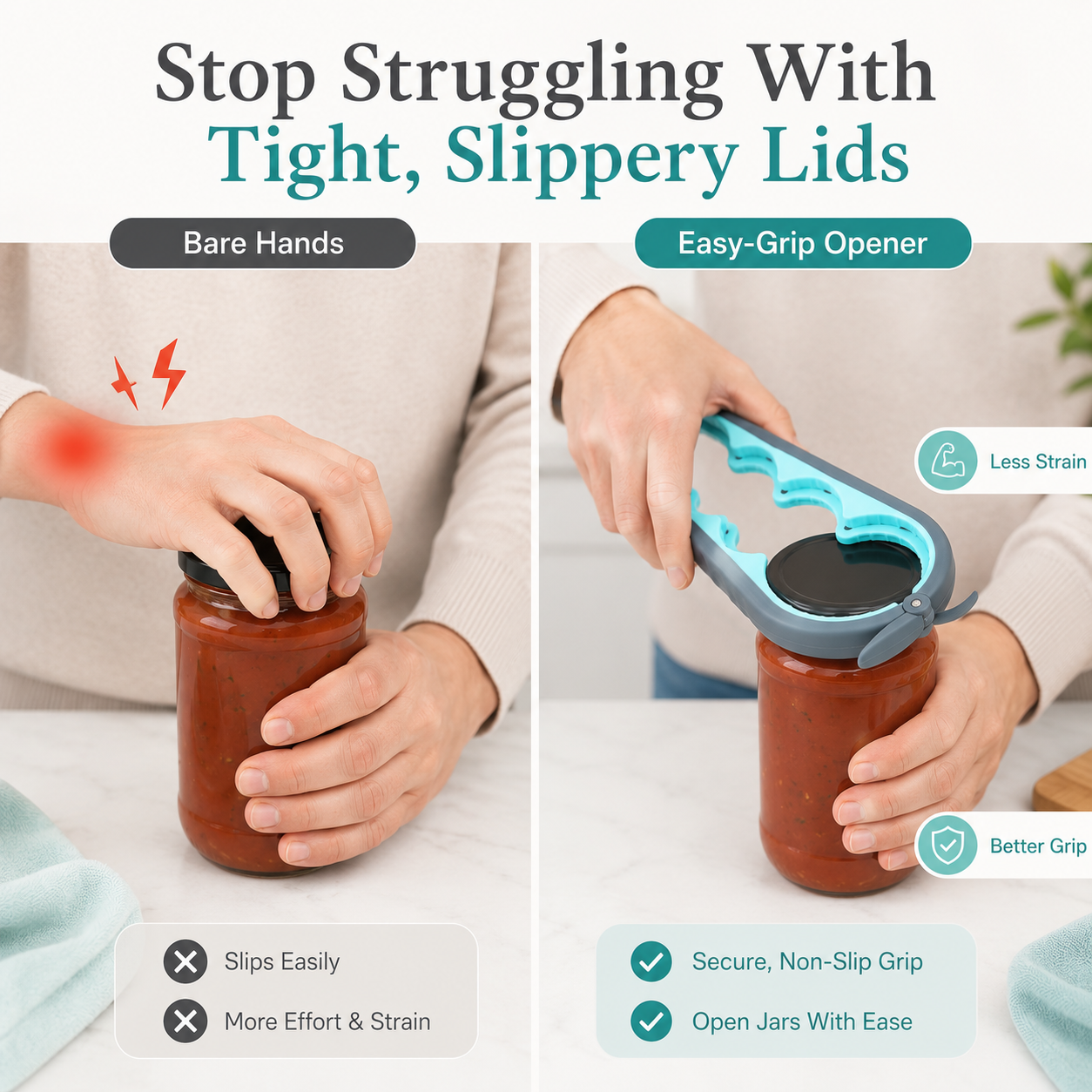 5-in-1 Easy-Grip Jar Opener Set for Weak Hands