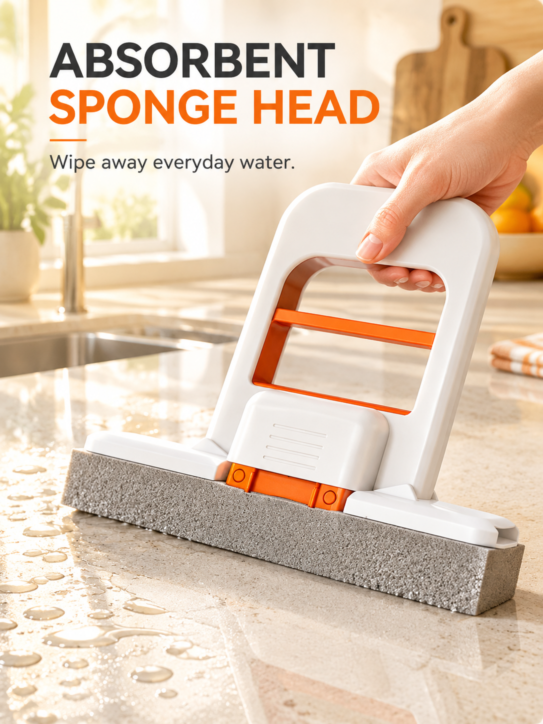 🧽 Foldable Handheld Sponge Squeegee – Quick Water Removal & Easy Countertop Cleaning
