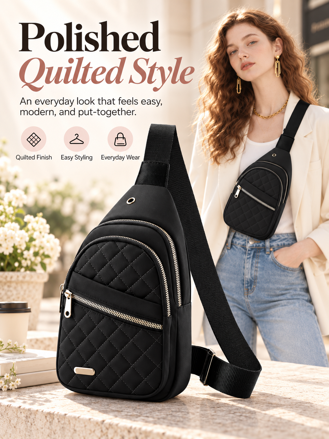 Women's Solid Color Quilted Waterproof Belt Bag - Adjustable Strap, Large Capacity, Matching Multiple Pockets