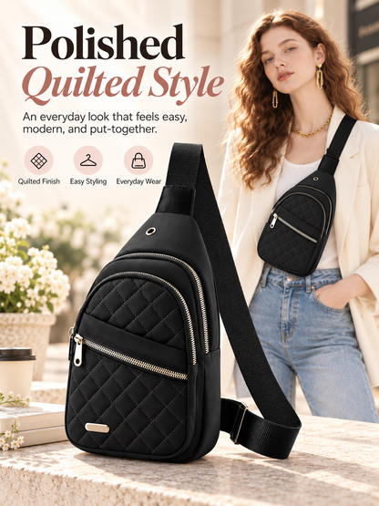 Women's Solid Color Quilted Waterproof Belt Bag - Adjustable Strap, Large Capacity, Matching Multiple Pockets