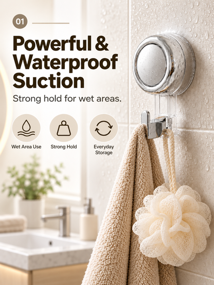 Suction Cup Hooks for Shower | Waterproof No Drill Wall Hooks