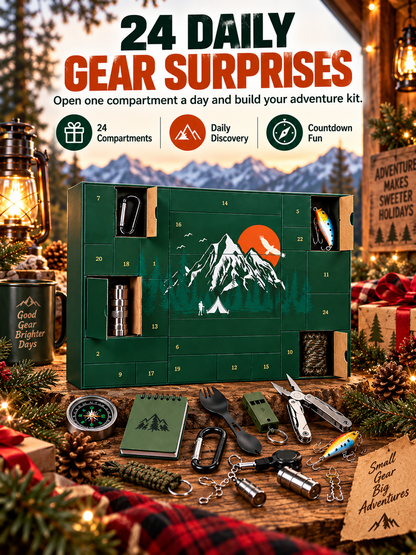🏕️ OUTDOOR LOVER FAVORITE | 24-Piece Camping Gear Advent Calendar – Christmas Countdown Gift for Adults