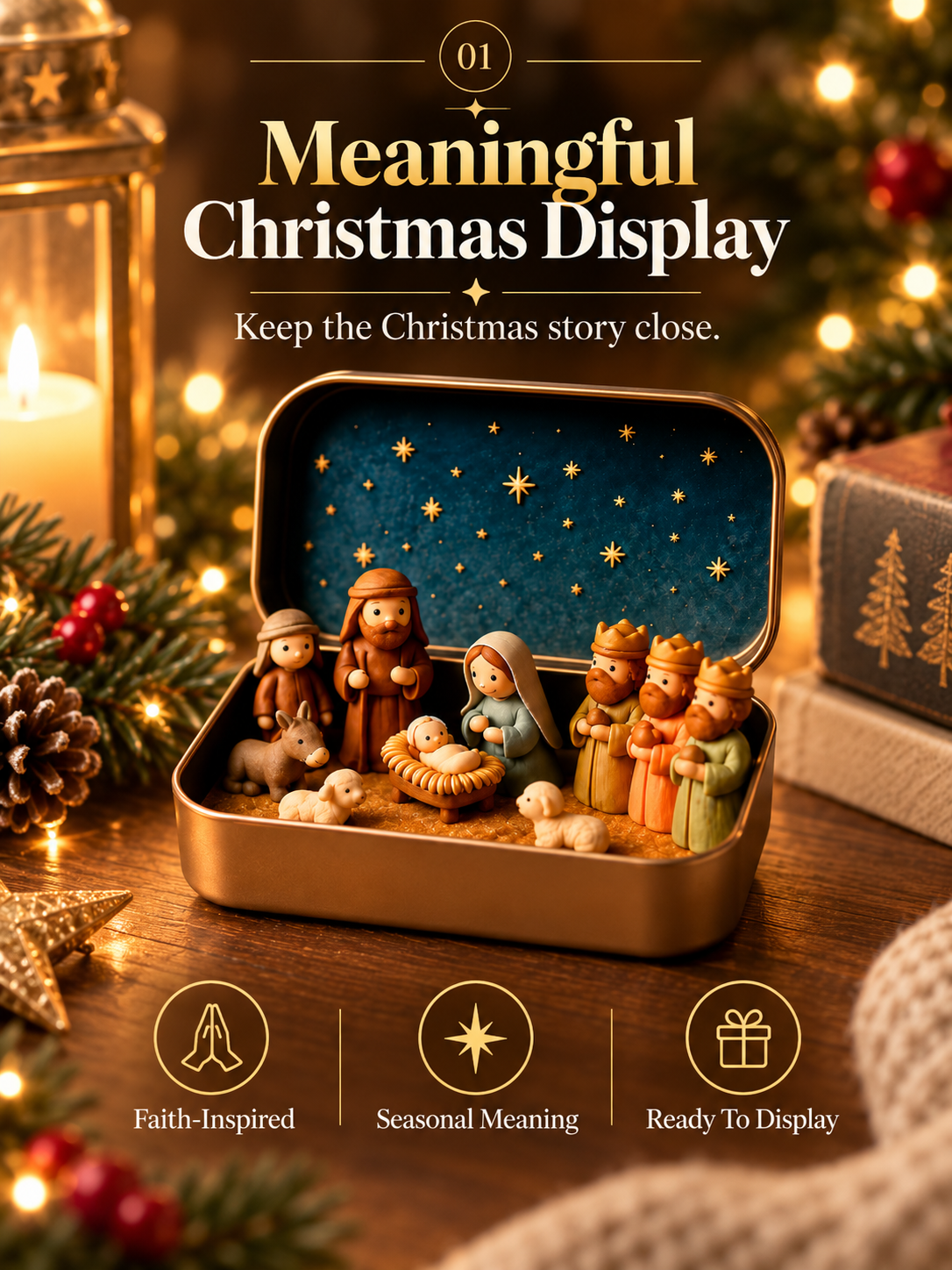 Daily 1000+ Sold｜Mini Christmas Nativity Set in Tin Box