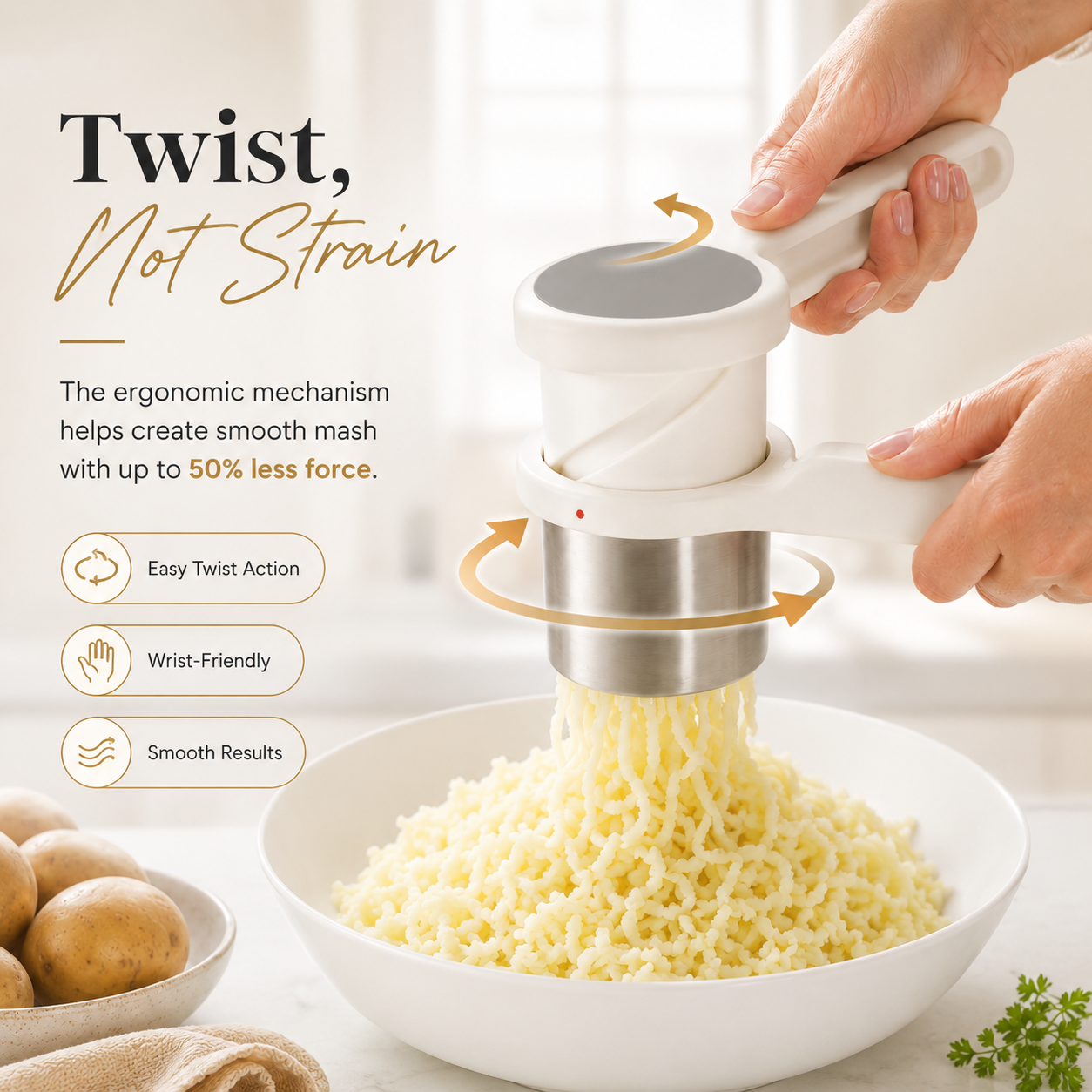 Potato Ricer Masher Ergonomic Twist