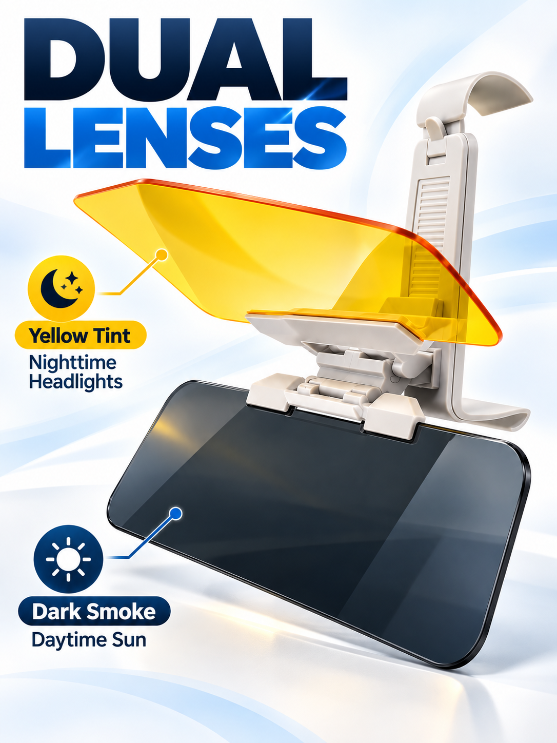 ☀️ 2-in-1 Day & Night Anti-Glare Car Visor Extender – Adjustable Dual-Lens Driving Shield