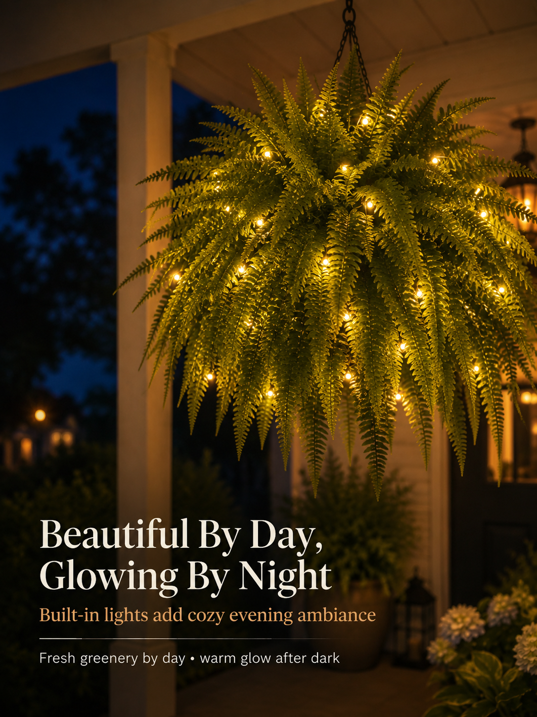 Glowing Boston Ferns with Lights – 🌿 Zero Watering, Zero Maintenance