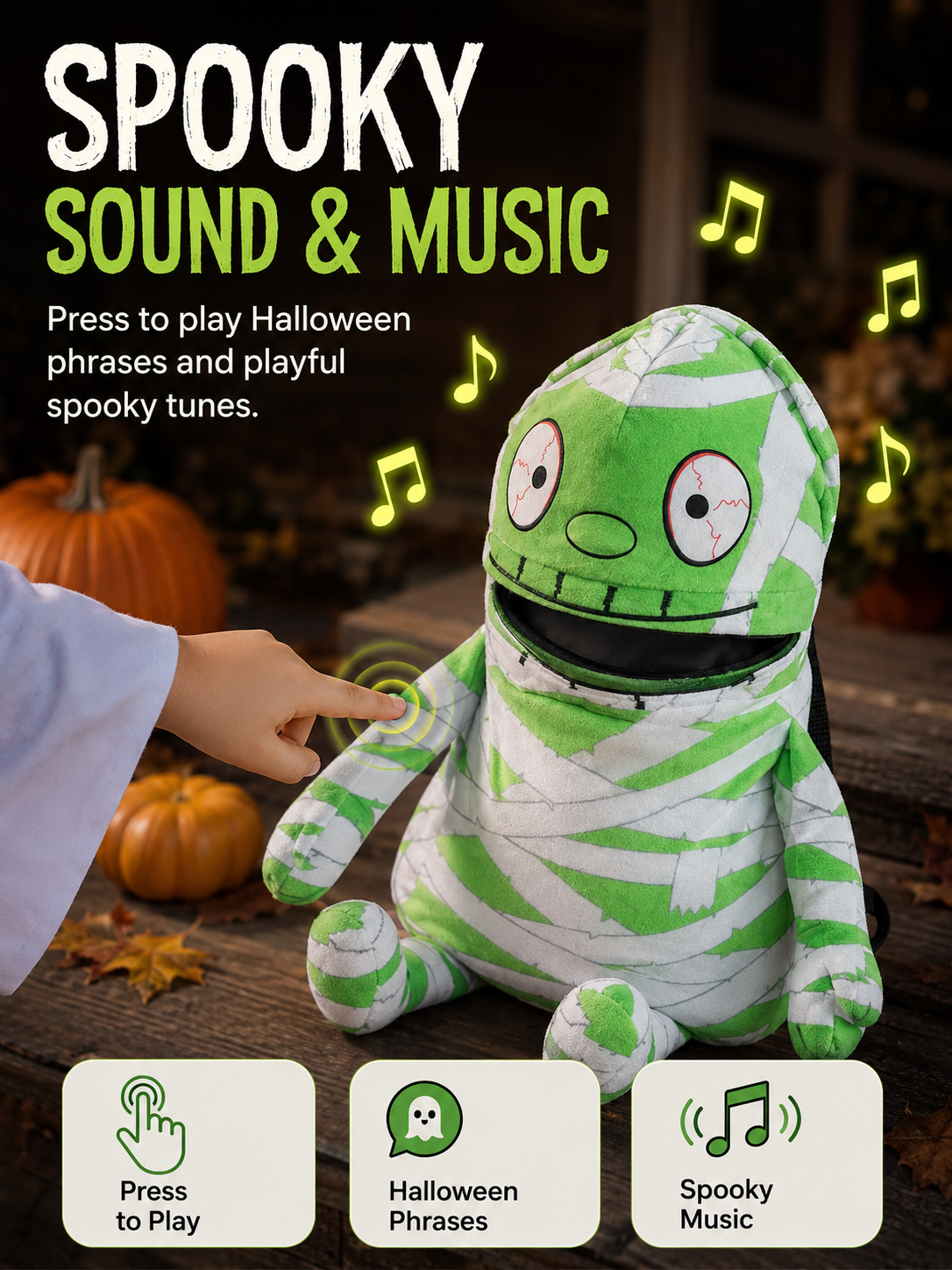 Musical Animated Mummy Children's Halloween Trick or Treat Bag