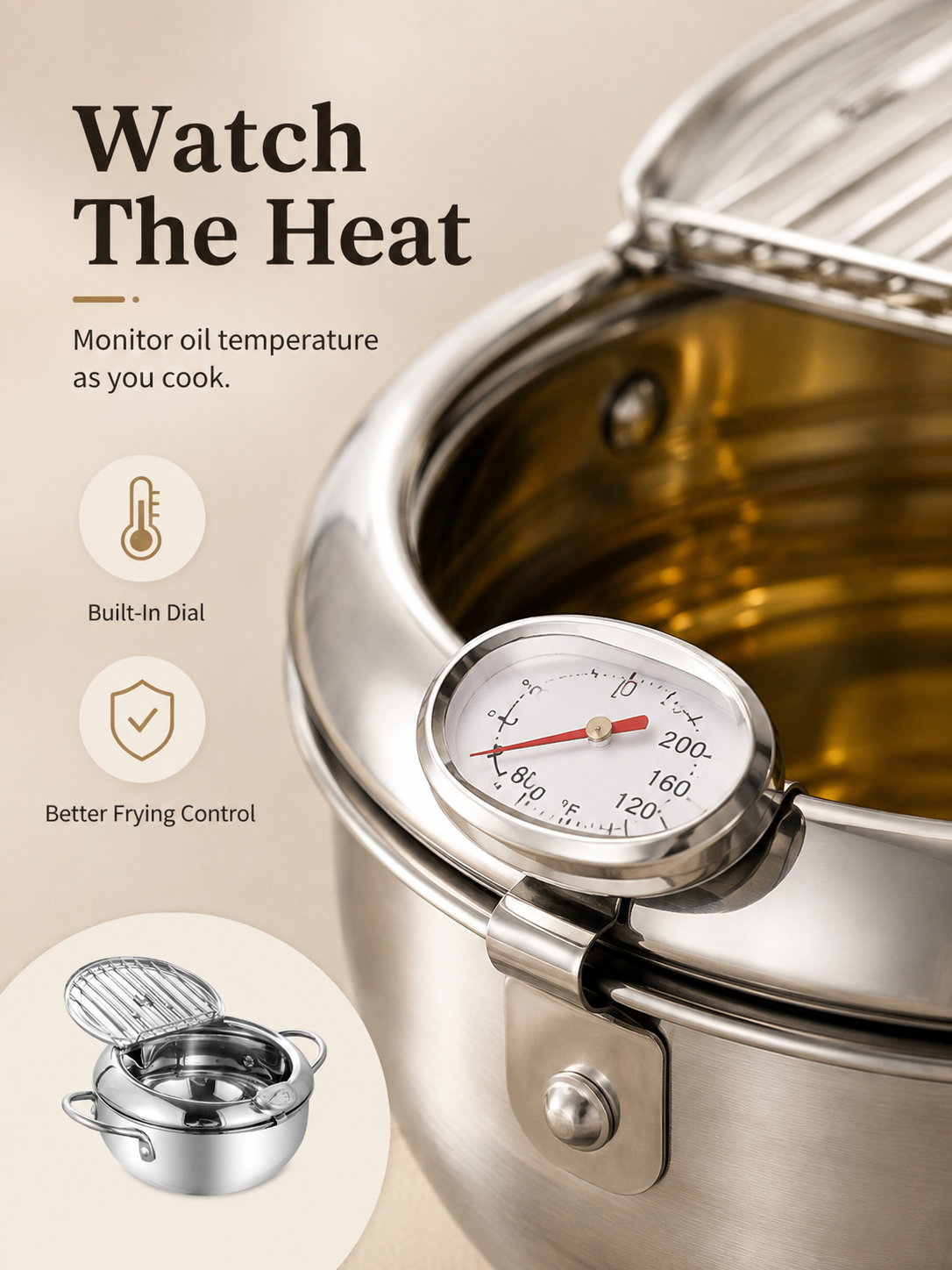 🔥304 Stainless Steel Deep Fryer Pot