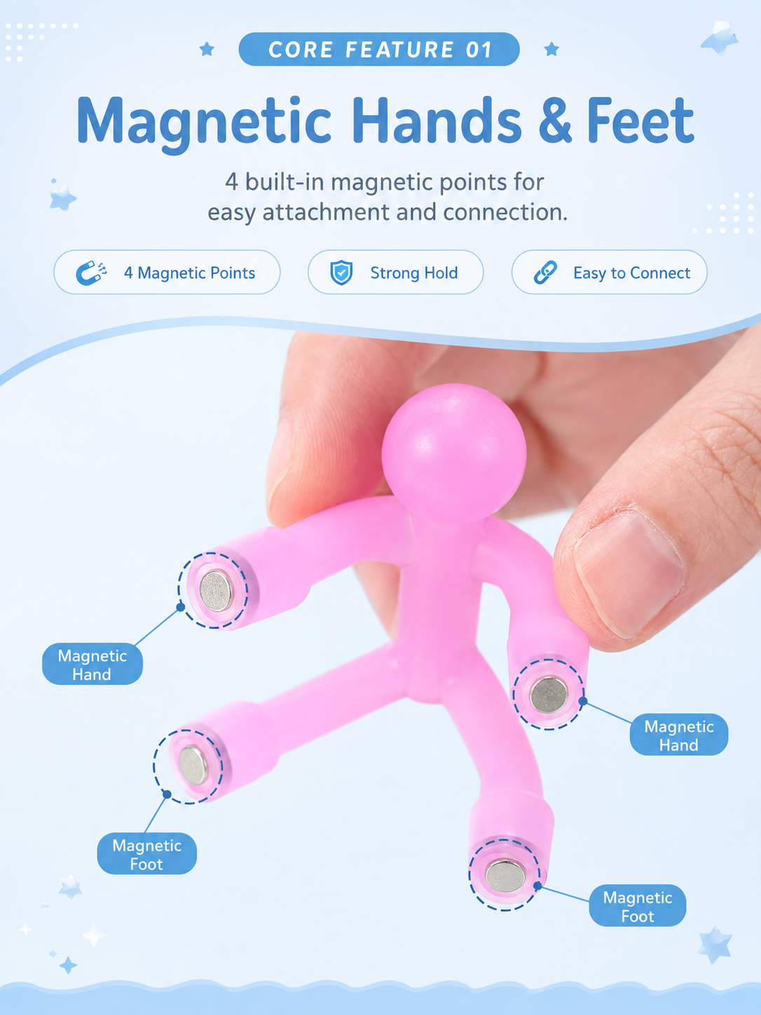 Magnetic Fidget Figures – 10PC Bend, Snap & Connect Set