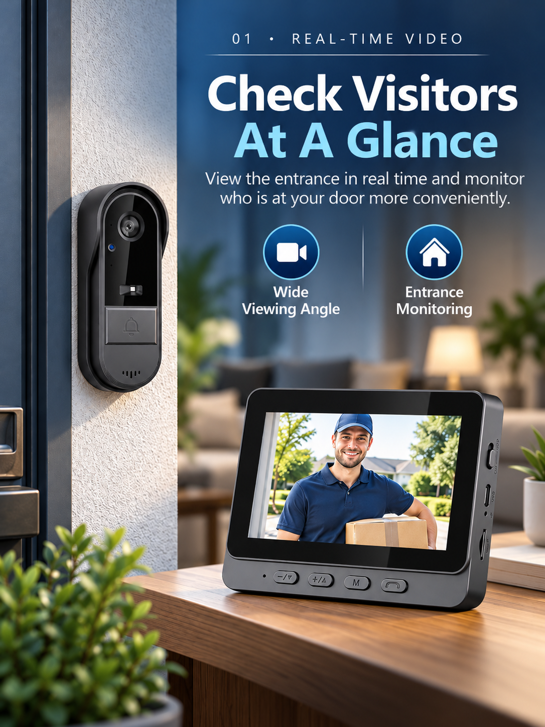 🚪Wireless Video Doorbell with Indoor Display