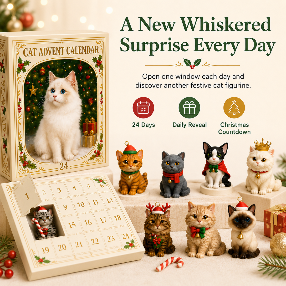 🐱🎄Advent Calendar 2026 Cat Advent Calendar - Giftfor Adults Friends CatOwners and Lovers Christmas Holiday Countdown Gift