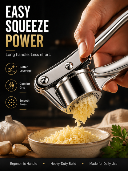 🧄 Heavy-Duty Stainless Steel Garlic Press – Fresh Minced Garlic in Seconds