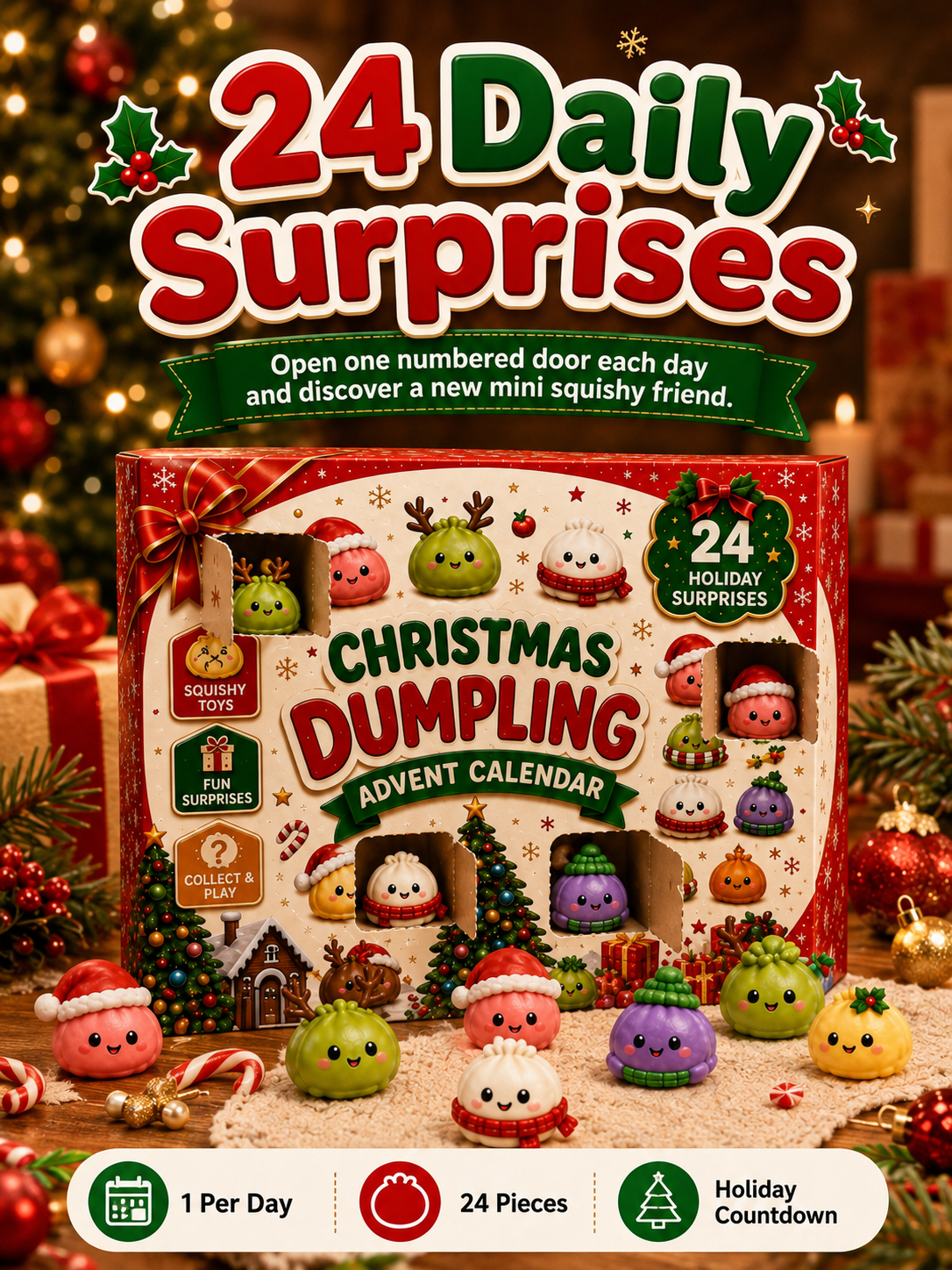 🎁Mini Dumpling Squishy Advent Calendar