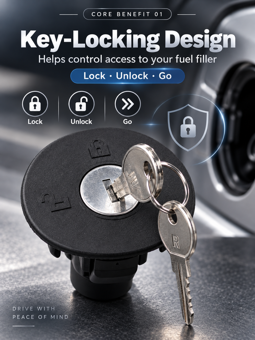 🔐 Locking Fuel Tank Cap with 2 Keys – Replacement Part 8U5Z-9C268-B