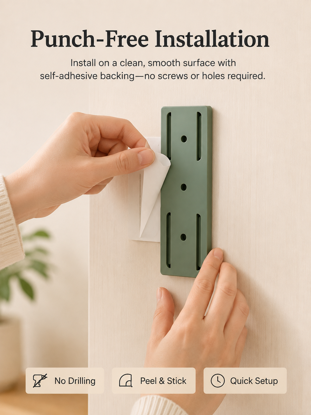 🔌5 Counts   Punch-Free Power Strip Holder – Peel, Stick & Organize