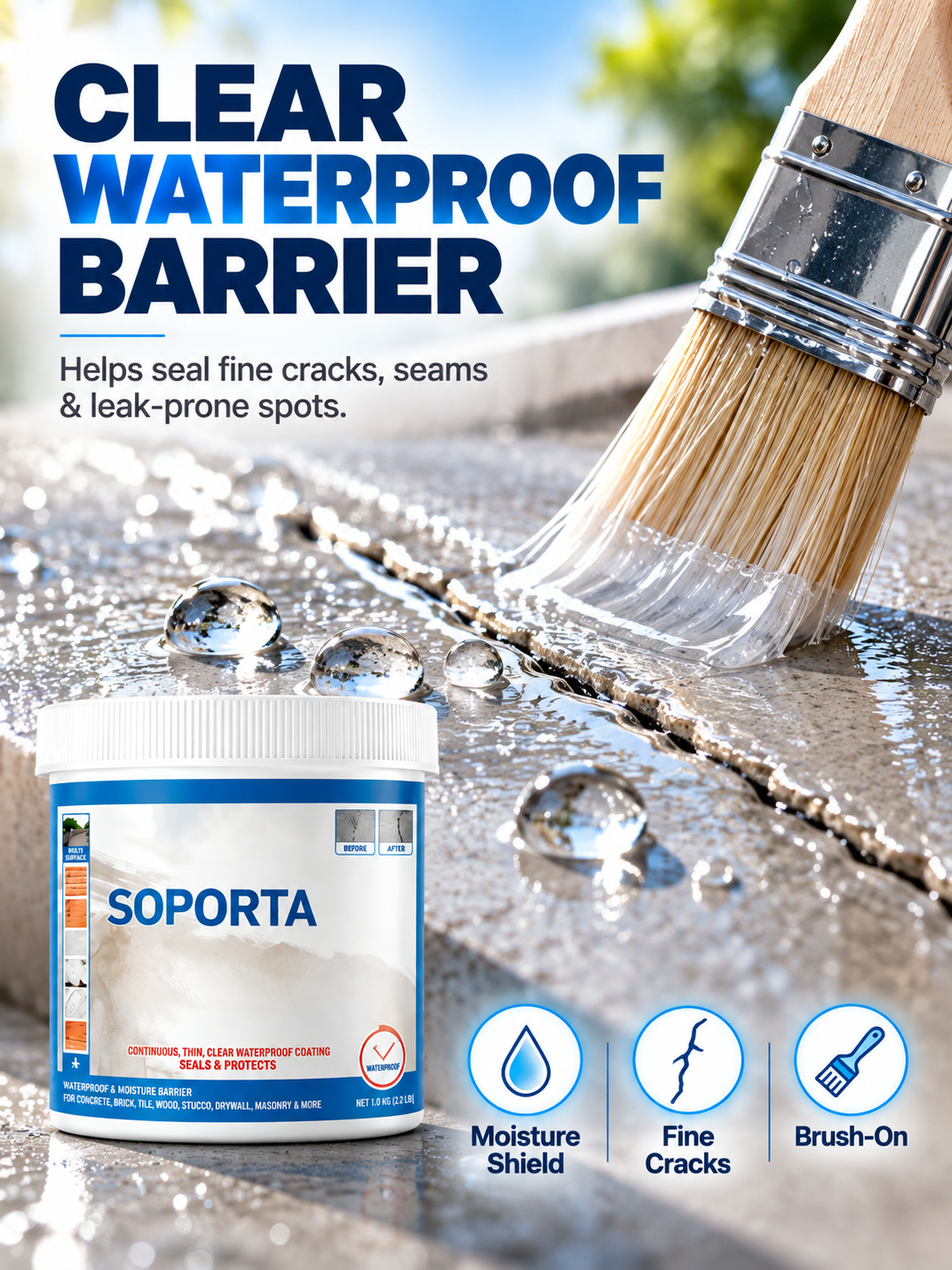 💧 Clear Waterproof Repair Sealant – Invisible Brush-On Leak Protection for Roofs, Tiles & Walls 🏠✨