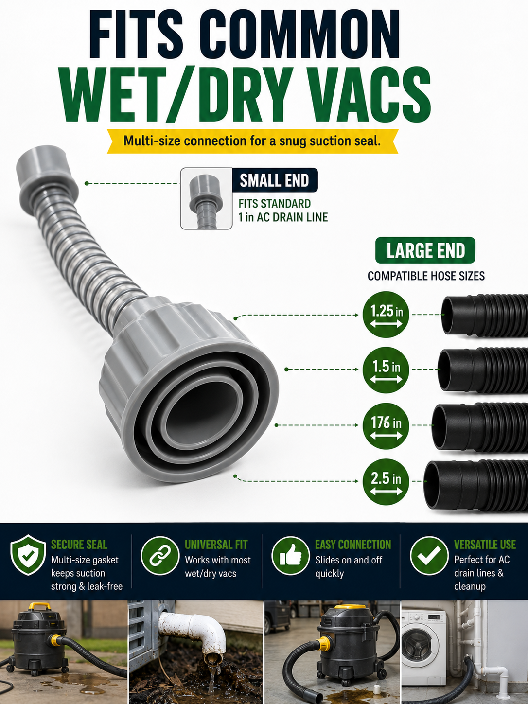 ⚡ Unclog AC Drain Lines Fast – Wet Vac Drain Cleaning Adapter