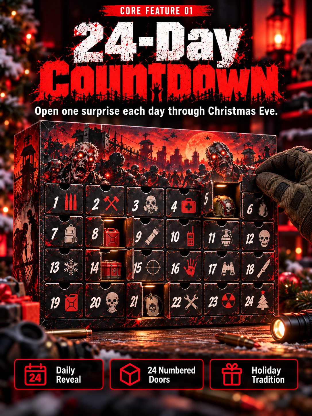 🧟 24-Day Zombie Tactical Collectibles Advent Calendar