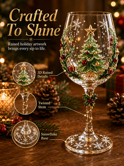 🎄 3D Christmas Collectible Stemmed Glass – 6 Festive Designs