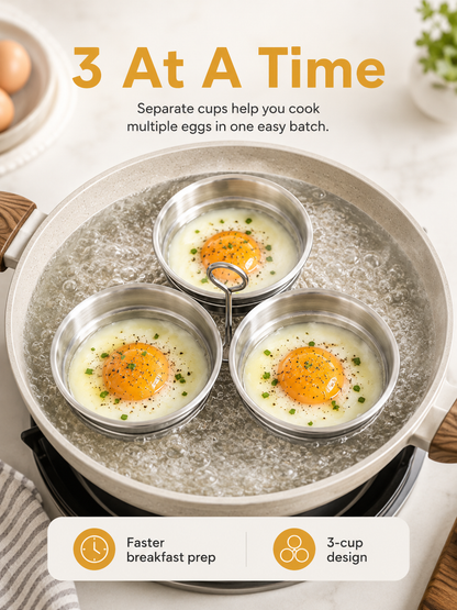 🍳 3-Cup Stainless Steel Egg Steamer