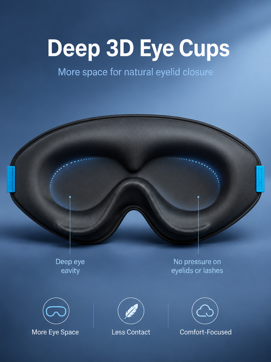 😴 3D Zero-Pressure Blackout Sleep Mask – Lash-Friendly Contoured Memory Foam Eye Mask