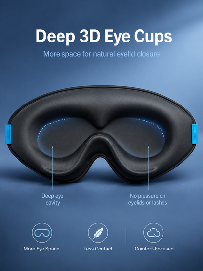 😴 3D Zero-Pressure Blackout Sleep Mask – Lash-Friendly Contoured Memory Foam Eye Mask