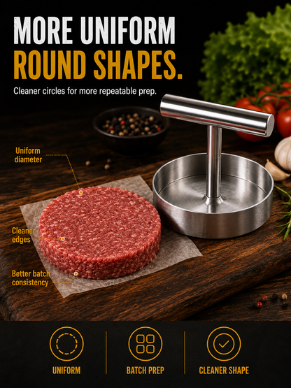 🍔 BBQ FAVORITE | Manual Burger Patty Press – Uniform Round Patties for Grilling, Meal Prep & Home Cooking