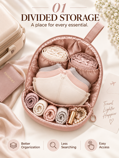 Travel Underwear Organizer Bag – Multi-Compartment Bra & Lingerie Packing Case