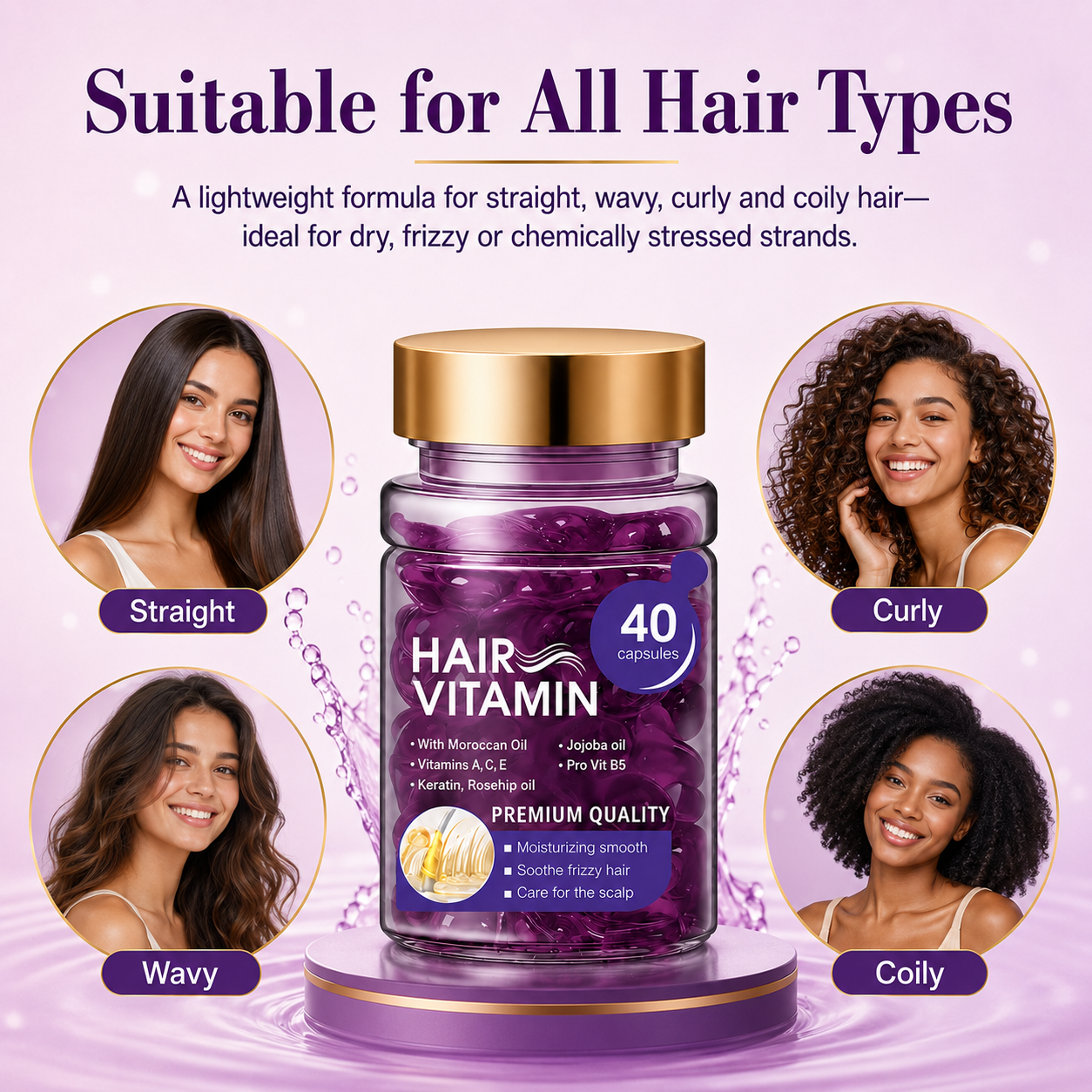 Hair Vitamin Capsules Infused with Violet Vitamins & Argan Oil for Color-Treated 💇‍♀️