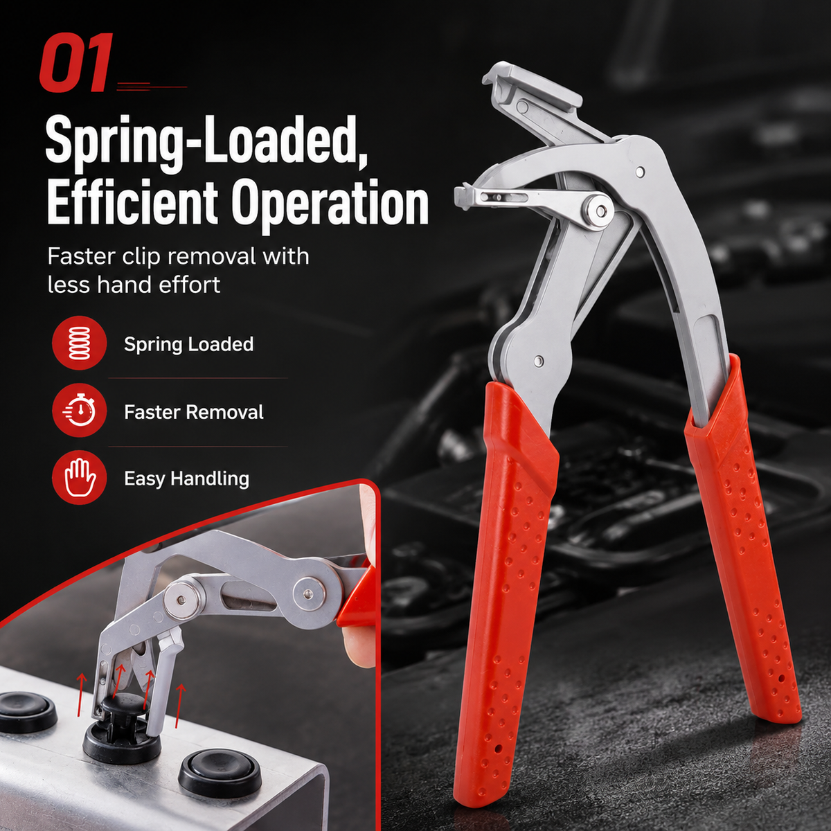🔥Car Clip Pliers & Trim Removal Tool, Spring-Loaded Fastener Rivet Remover for Auto Door Panels