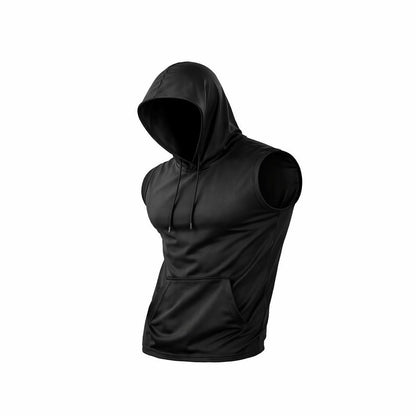 Men’s Sleeveless Hooded Sports Tank Top | Quick-Dry Gym & Casual Wear