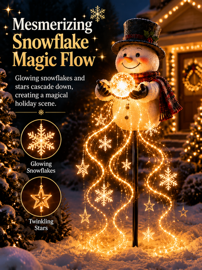 ⛄Snowman Magic Fountain Solar Christmas Garden Light