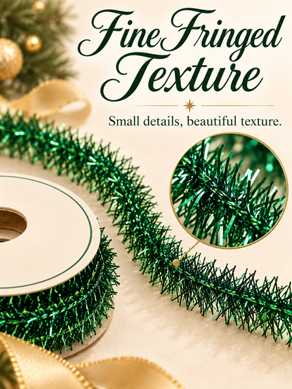 ✨ Metallic Tinsel Trim – Sparkling Decoration for Gift Wrapping & Holiday Crafts