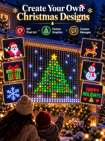 🎄 DIY Christmas Pixel Curtain Lights – App-Controlled 400 LED Animated Display
