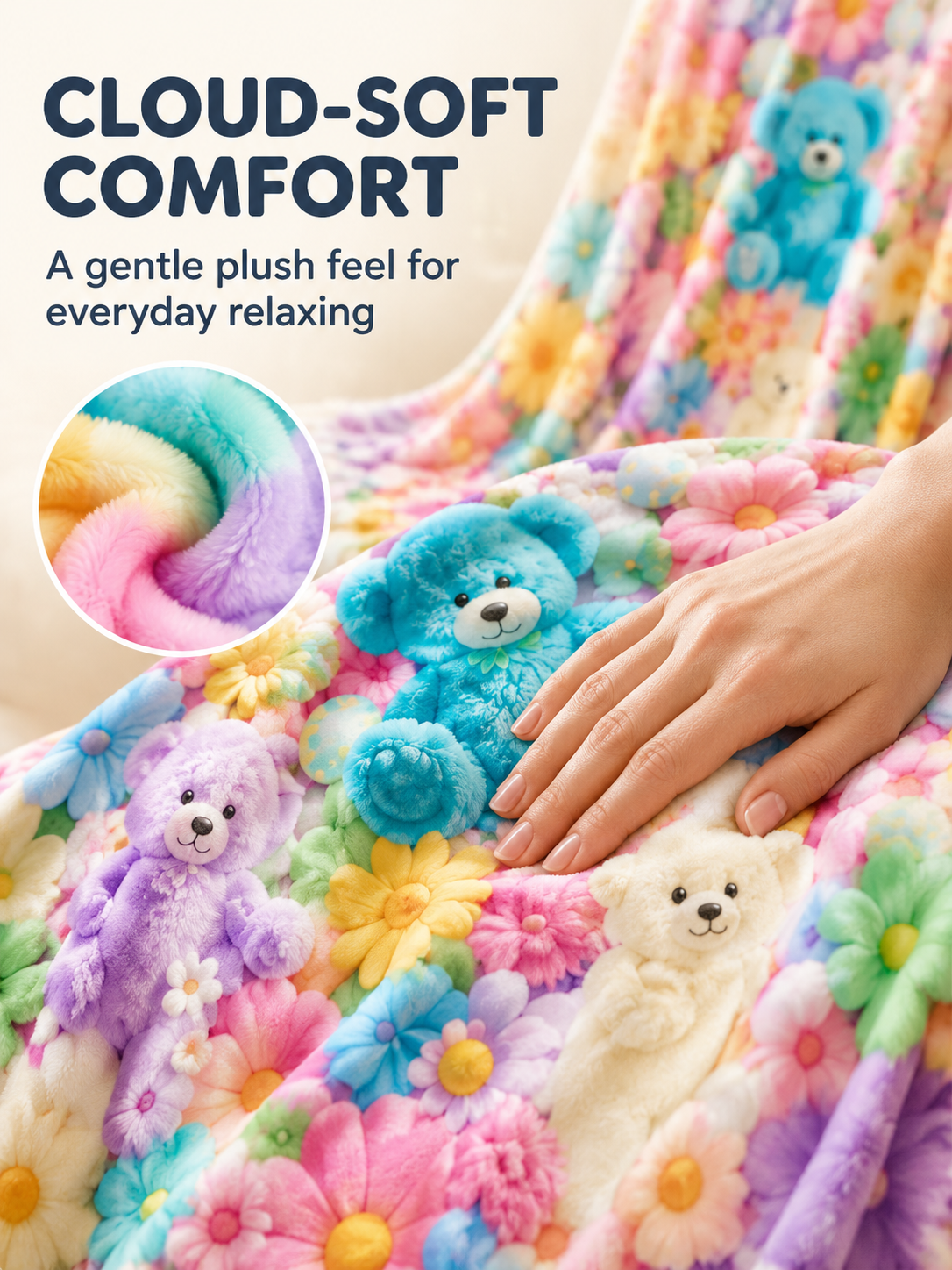 🐻🌈Colorful Bear Flannel Blanket