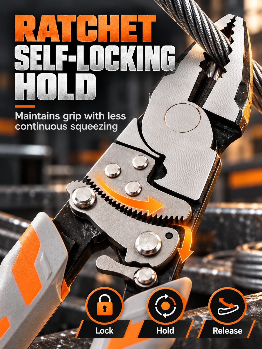 🔧 Self-Locking Ratchet Pliers – Secure Grip, Less Effort