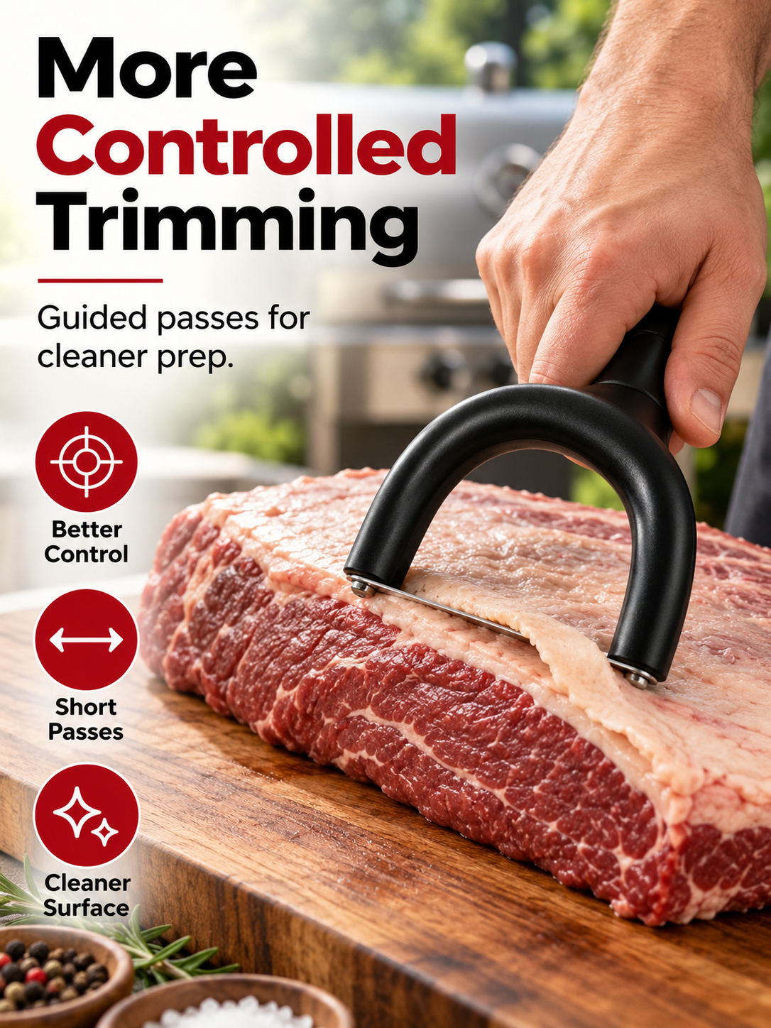 🥩 Handheld Meat Fat Trimmer – Stainless Steel BBQ Prep Tool for Beef & Pork