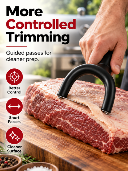 🥩 Handheld Meat Fat Trimmer – Stainless Steel BBQ Prep Tool for Beef & Pork