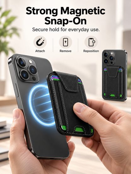 🧲 Magnetic Phone Wallet with Rotating Stand