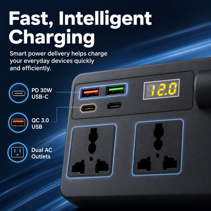 ⚡ Portable Car Power Inverter – Turn Your Vehicle Into a Mobile Power Station | QC3.0 Fast Charging & USB Power Supply