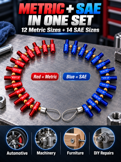 🔩 26-Piece Nut & Bolt Thread Gauge – Metric & SAE Size Checker
