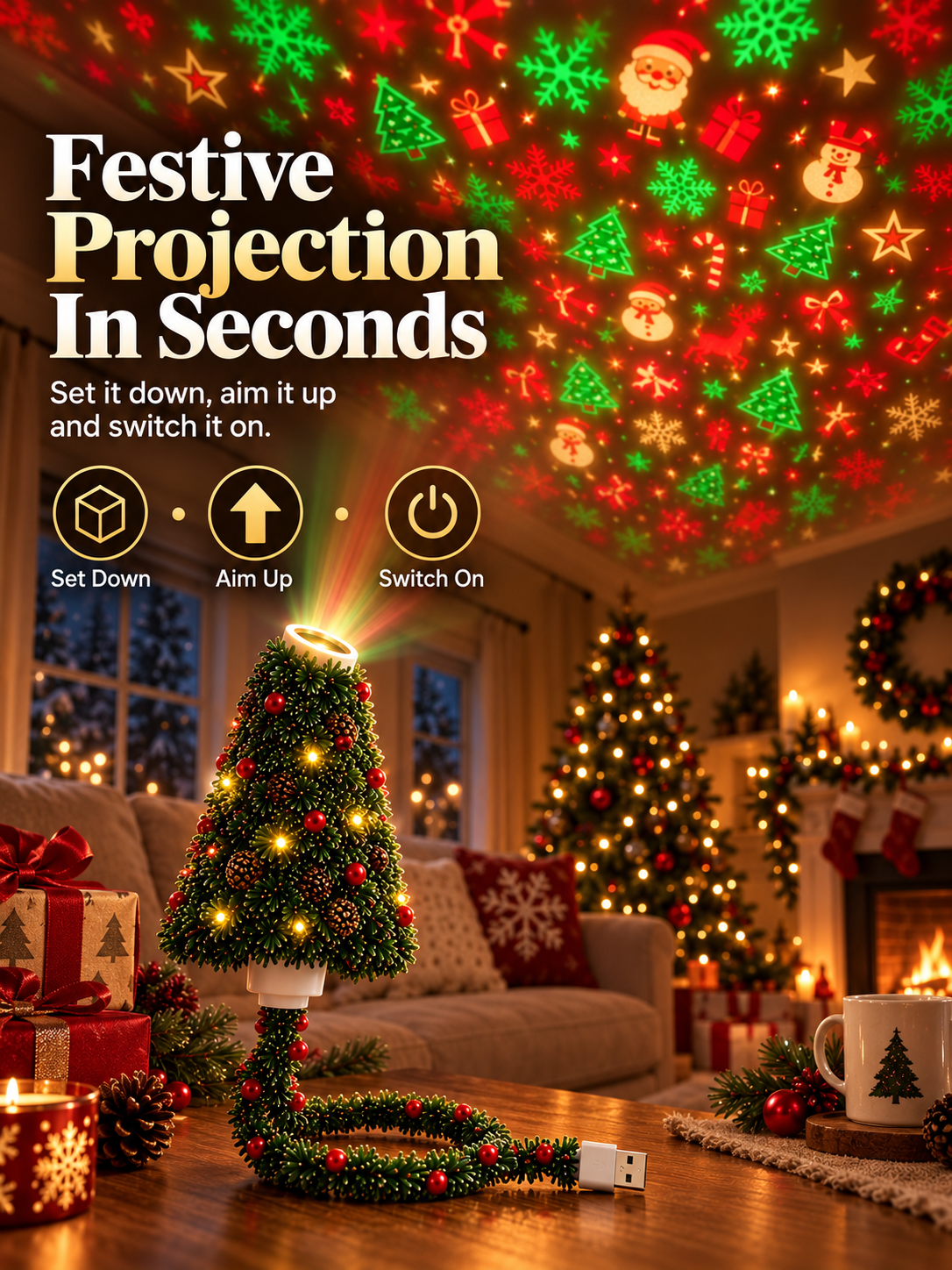 🎄 Cozy Christmas Tree LED Lamp – Festive Holiday Decorative Light