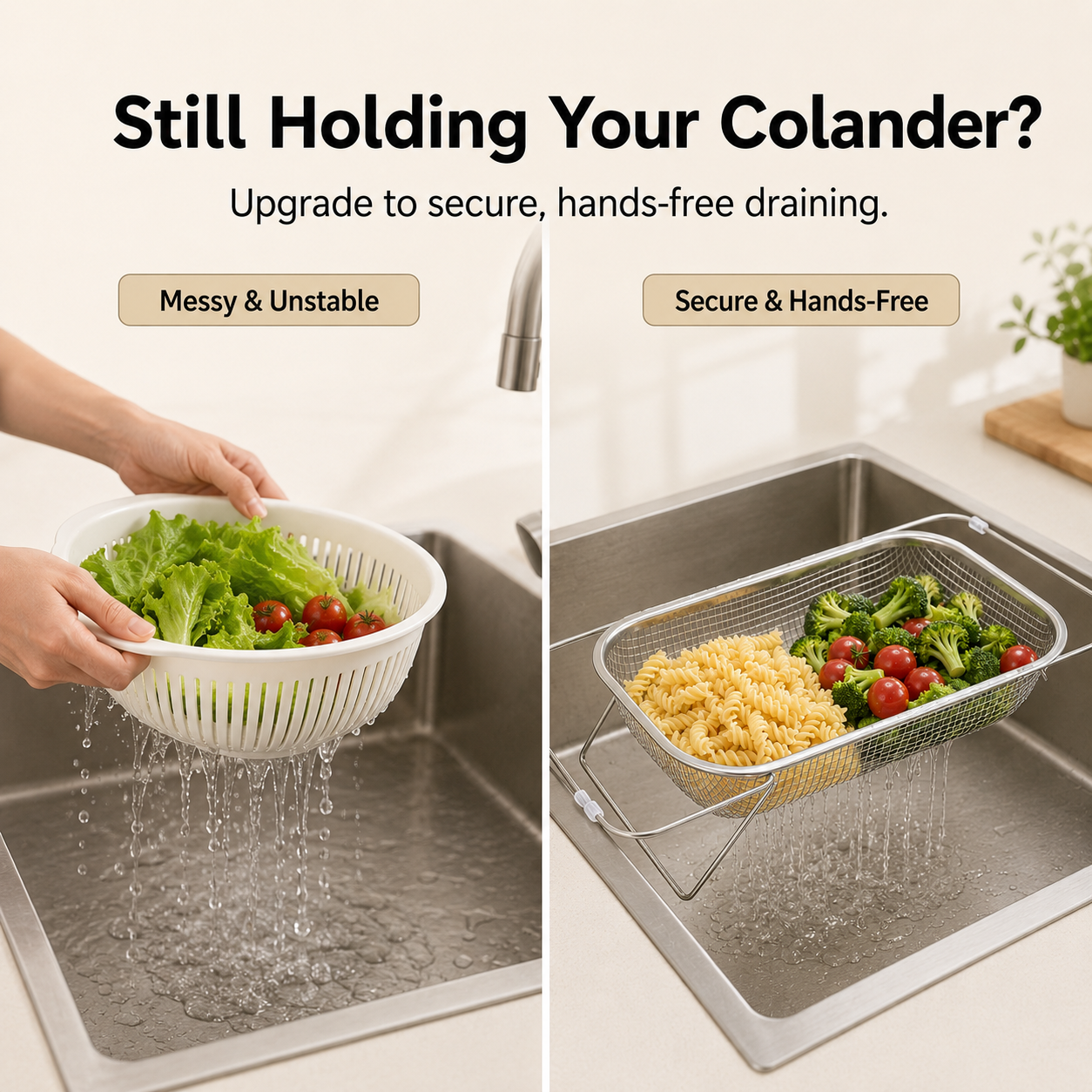 🍝 Expandable Over-the-Sink Fine Mesh Colande