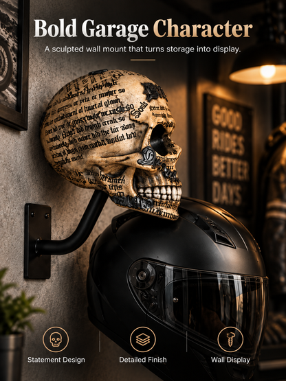 💀 Motorcycle Skull Helmet Holder – Garage Display Wall Mount